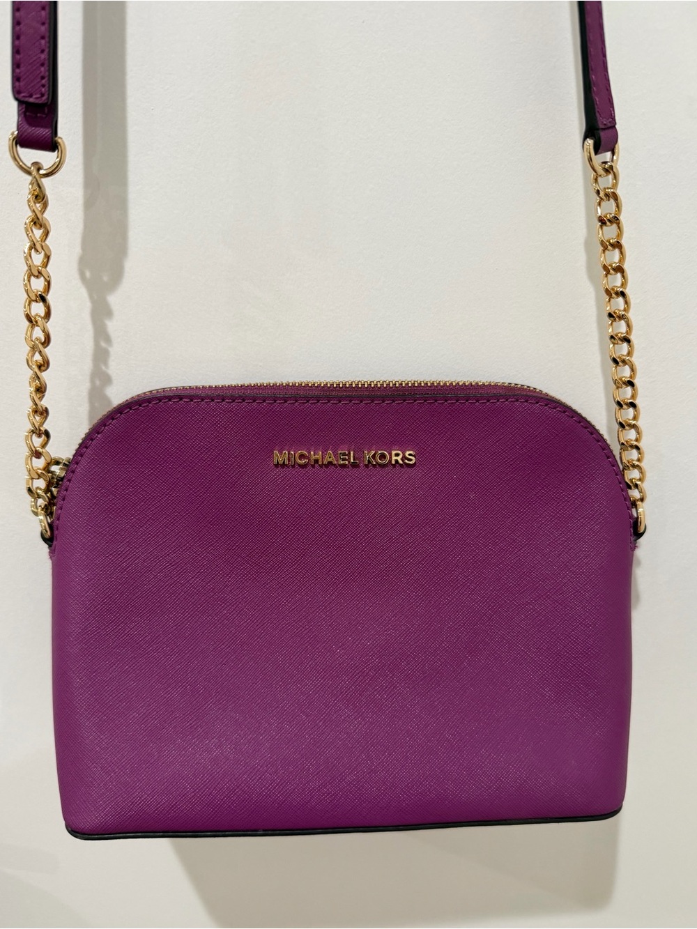 Michael Kors Purple Crossbody with Gold Chain Strap